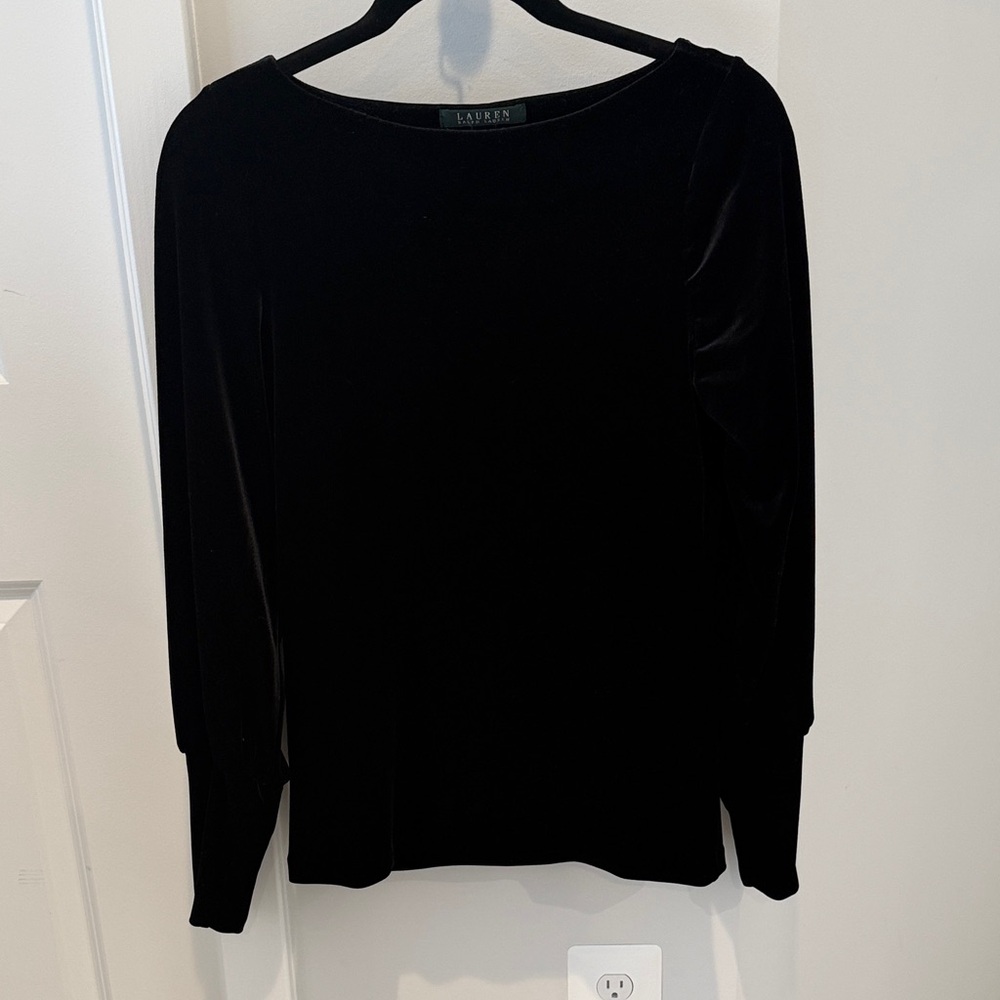 Ralph Lauren Black Velvet Long Sleeve Top